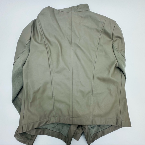 SAKS FIFTH AVENUE Faux Leather Jacket Waterfall Cardigan Grunge Biker Rocker - Picture 9 of 9